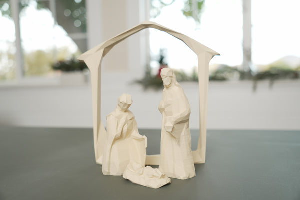 Minimalistic Geometric Low-Poly 11-Piece Christmas Nativity Set
