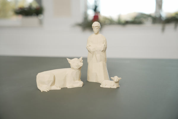 Minimalistic Geometric Low-Poly 11-Piece Christmas Nativity Set