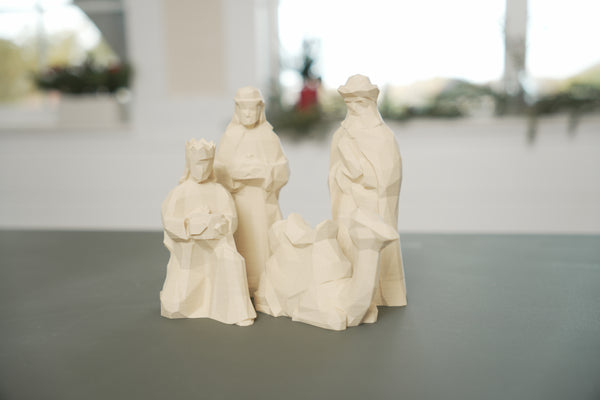 Minimalistic Geometric Low-Poly 11-Piece Christmas Nativity Set